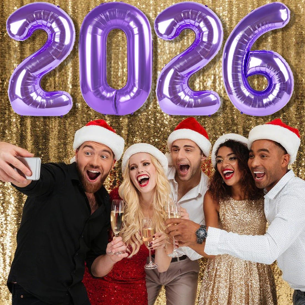 Purple 2026 Number Balloons - 40 Inch New Year's Eve & Party Decor | Mluchee