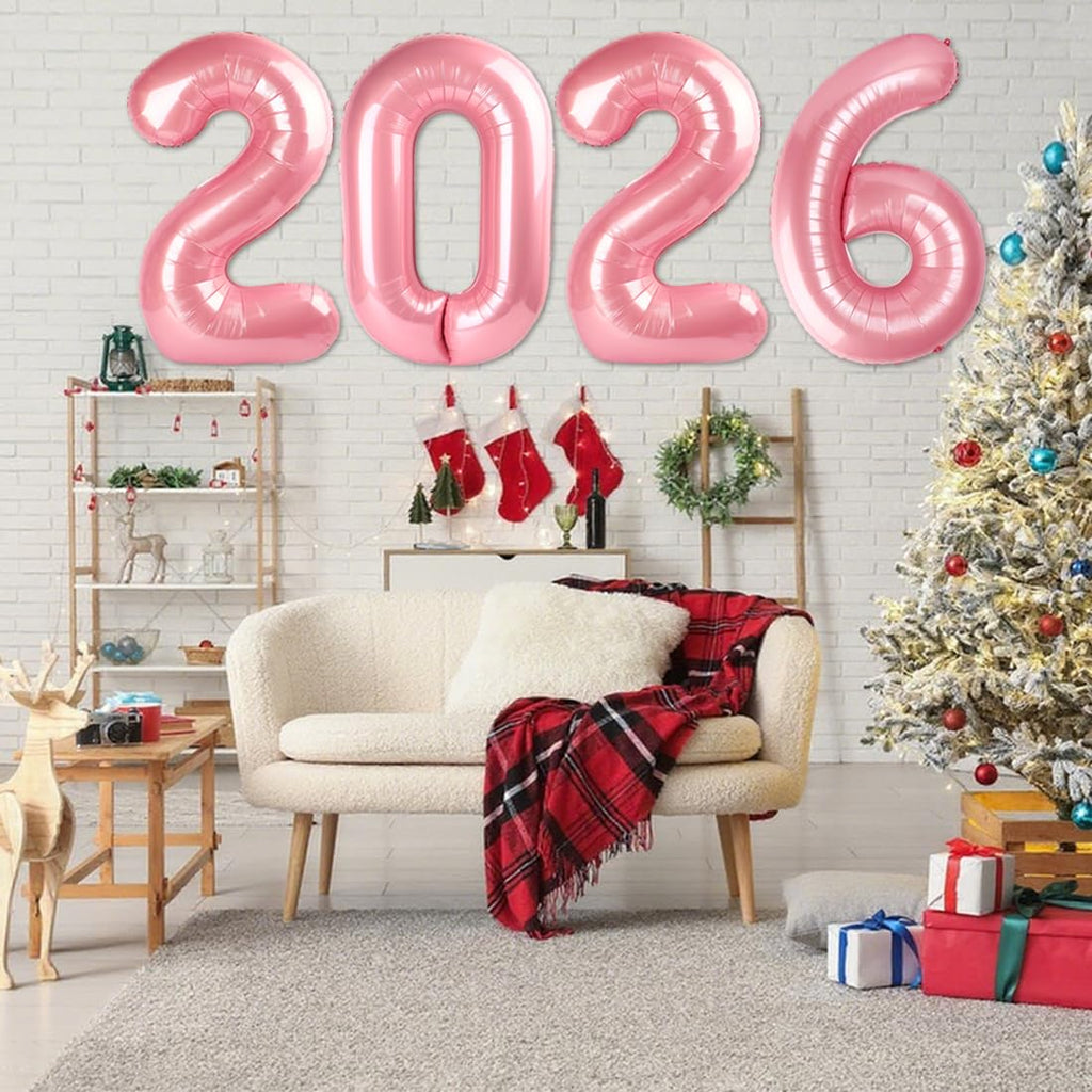 Mluchee 40-Inch 2026 Number Balloons – Pearl Pink Foil Balloons for New Year's Eve & Celebrations