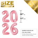 Mluchee 40-Inch 2026 Number Balloons – Pearl Pink Foil Balloons for New Year's Eve & Celebrations