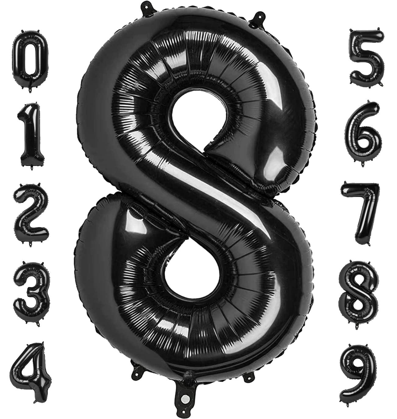 Mluchee 40-Inch Number 8 Balloon – Black Birthday & Event Balloons