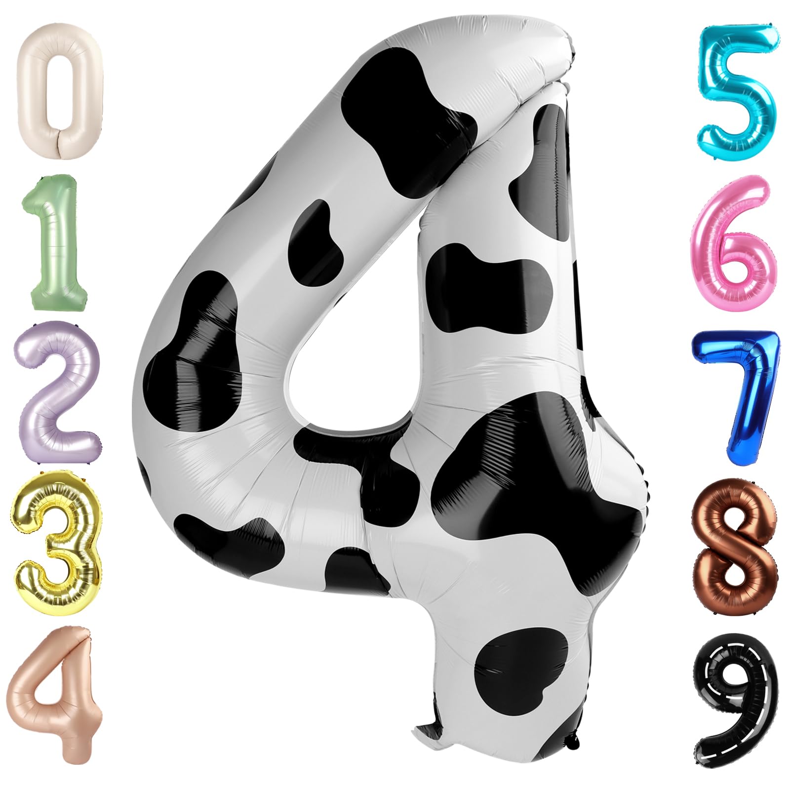 Mluchee 40-Inch Number Balloons – 4 White/Black Birthday & Event Decor