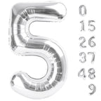 Mluchee 40-Inch Silver Number Balloons – 5, 15, 25, 35, 50 for Birthdays & Weddings