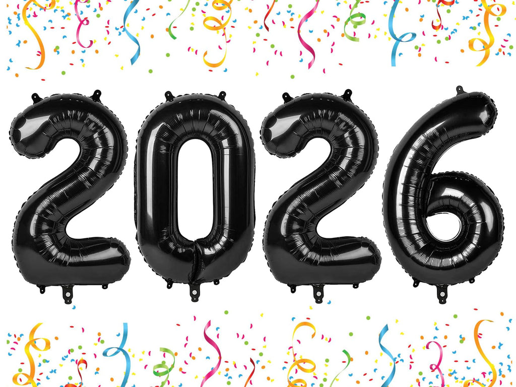 Mluchee 40 Inch Black 2026 Number Balloons – New Year, Graduation & 20-26 Birthday Decor