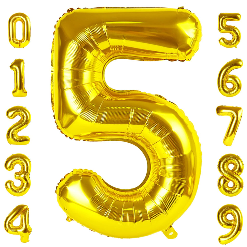 Mluchee 40-Inch Gold Number Balloons – 5, 15, 25, 35, 50 for Birthdays & Celebrations