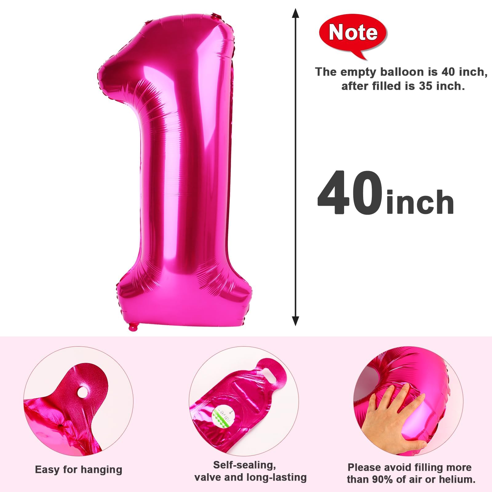 Mluchee 40-Inch Hot Pink Number Balloons – 2 Digit Birthday Party Decor