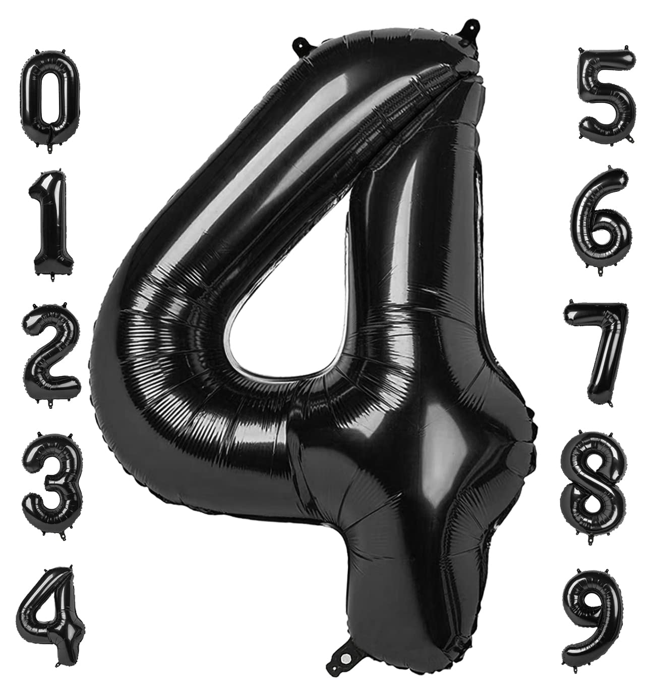 Mluchee 40-Inch Number Balloon Set – 4 Black Balloons for Birthdays, Weddings, Graduations