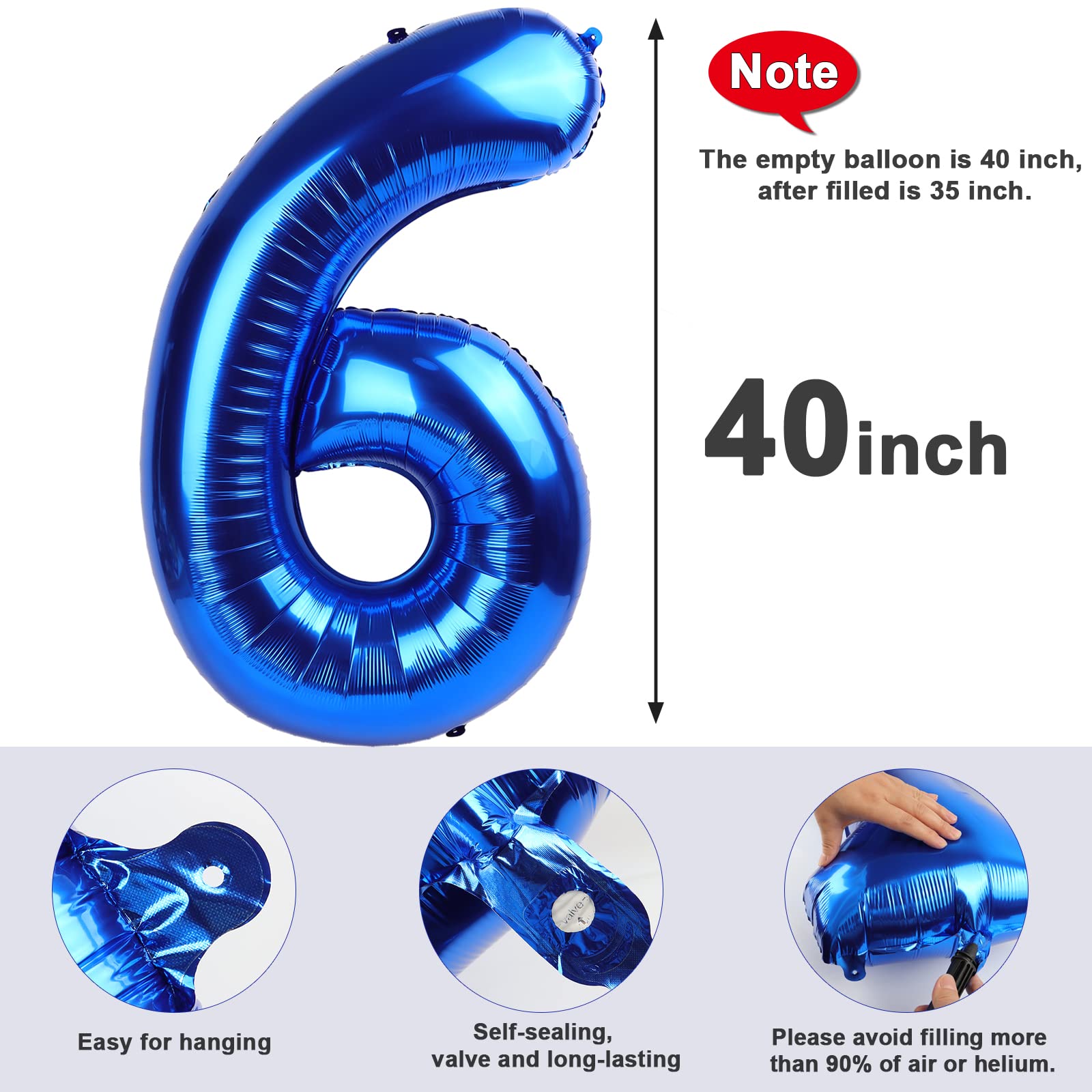 Mluchee 40-Inch Navy Blue Number Balloons – Birthday Decorations for 6th & 7th Celebrations