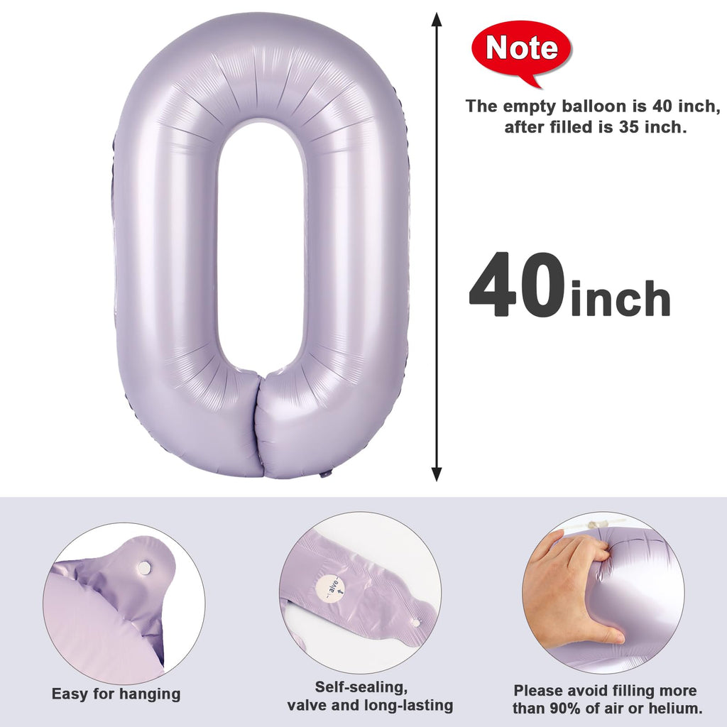 Mluchee 40-Inch Cream & Purple Number Balloons – Large Birthday & Event Decor