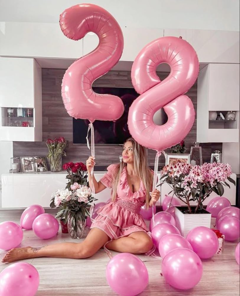 Mluchee 40-Inch Pearl Pink Number Balloons – 2-Digit Birthday & Event Decor