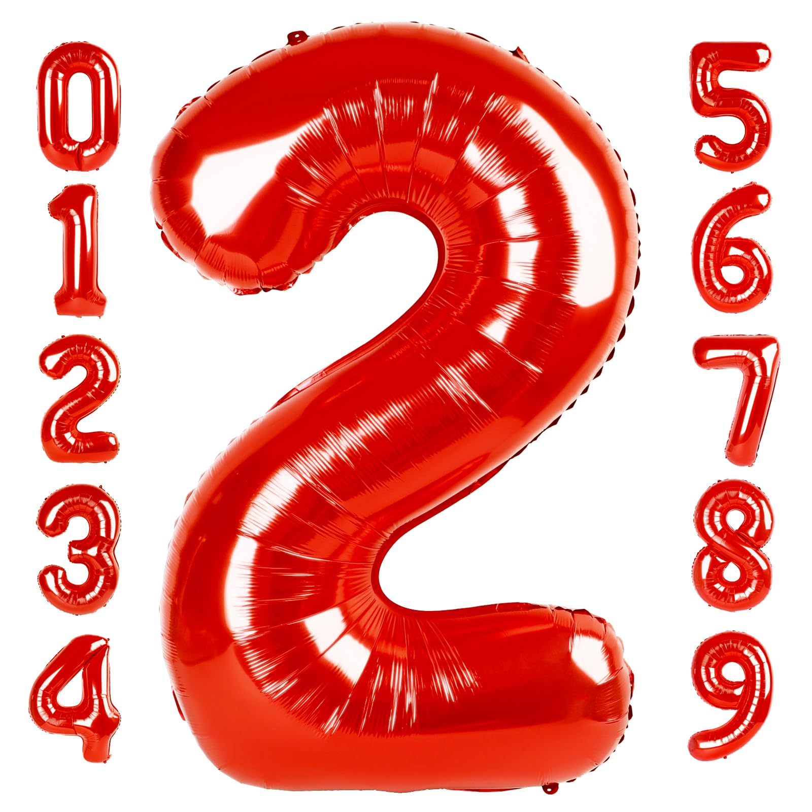 Mluchee 40-Inch Red Number Balloons — Giant Birthday Decor (Pair) for 2nd, 21st & Milestones