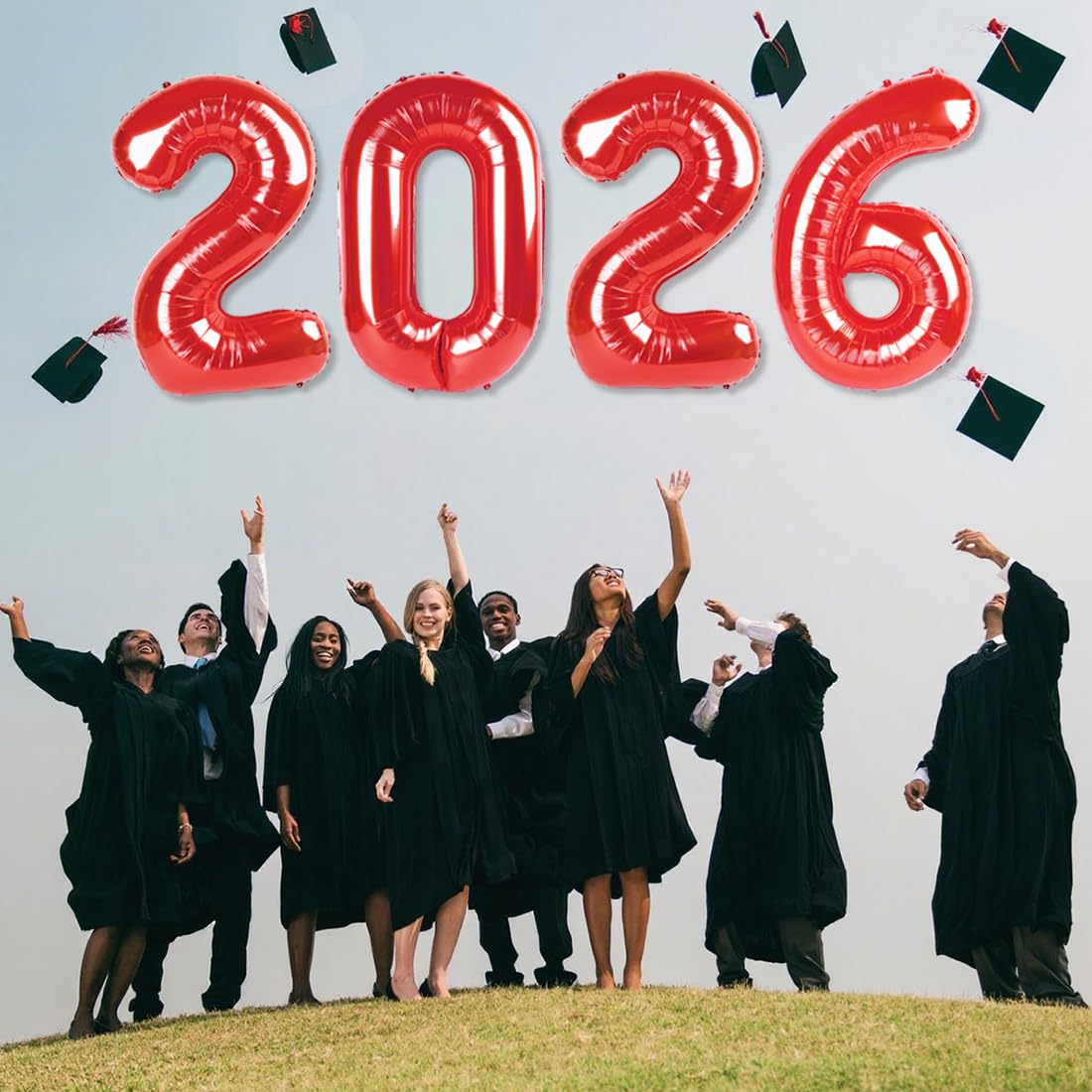 Mluchee 40 Inch 2026 Number Balloons - Red New Year & Graduation Decorations