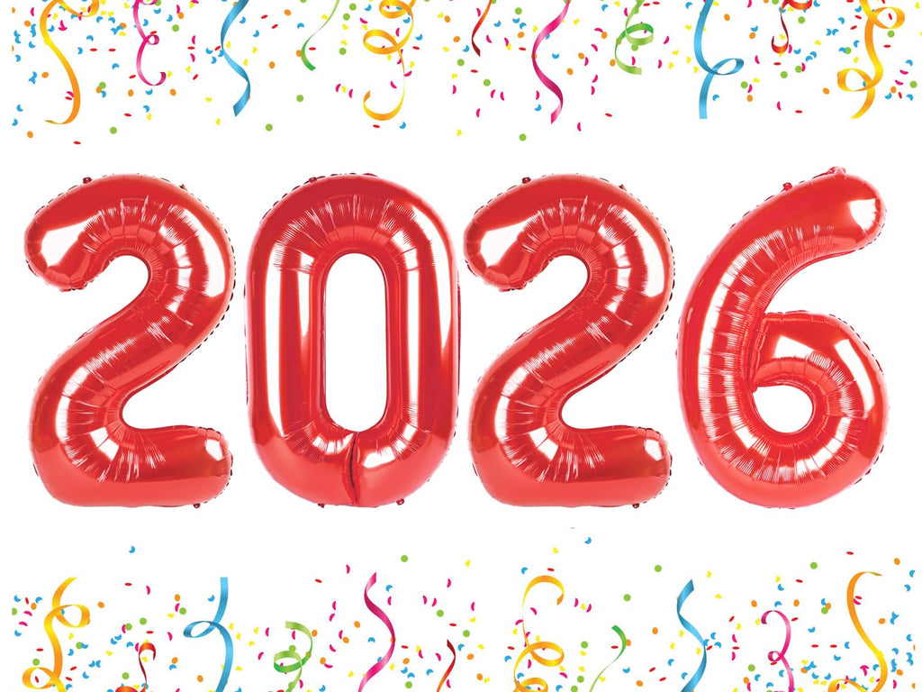 Mluchee 40 Inch 2026 Number Balloons - Red New Year & Graduation Decorations