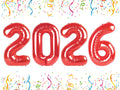 Mluchee 40 Inch 2026 Number Balloons - Red New Year & Graduation Decorations