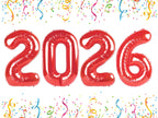 Mluchee 40 Inch 2026 Number Balloons - Red New Year & Graduation Decorations