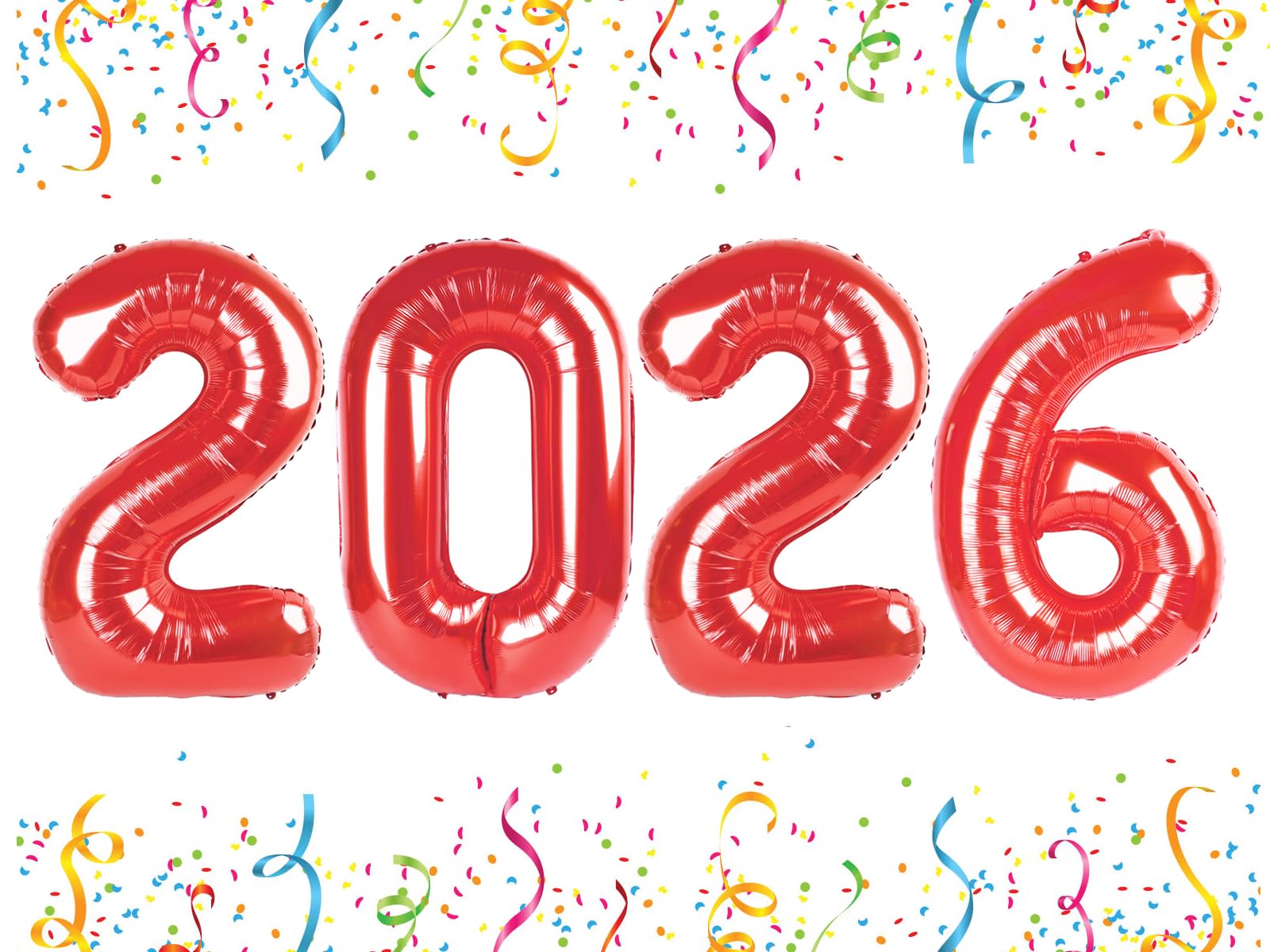 Mluchee 40 Inch 2026 Number Balloons - Red New Year & Graduation Decorations