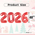 Mluchee 40 Inch 2026 Number Balloons - Red New Year & Graduation Decorations