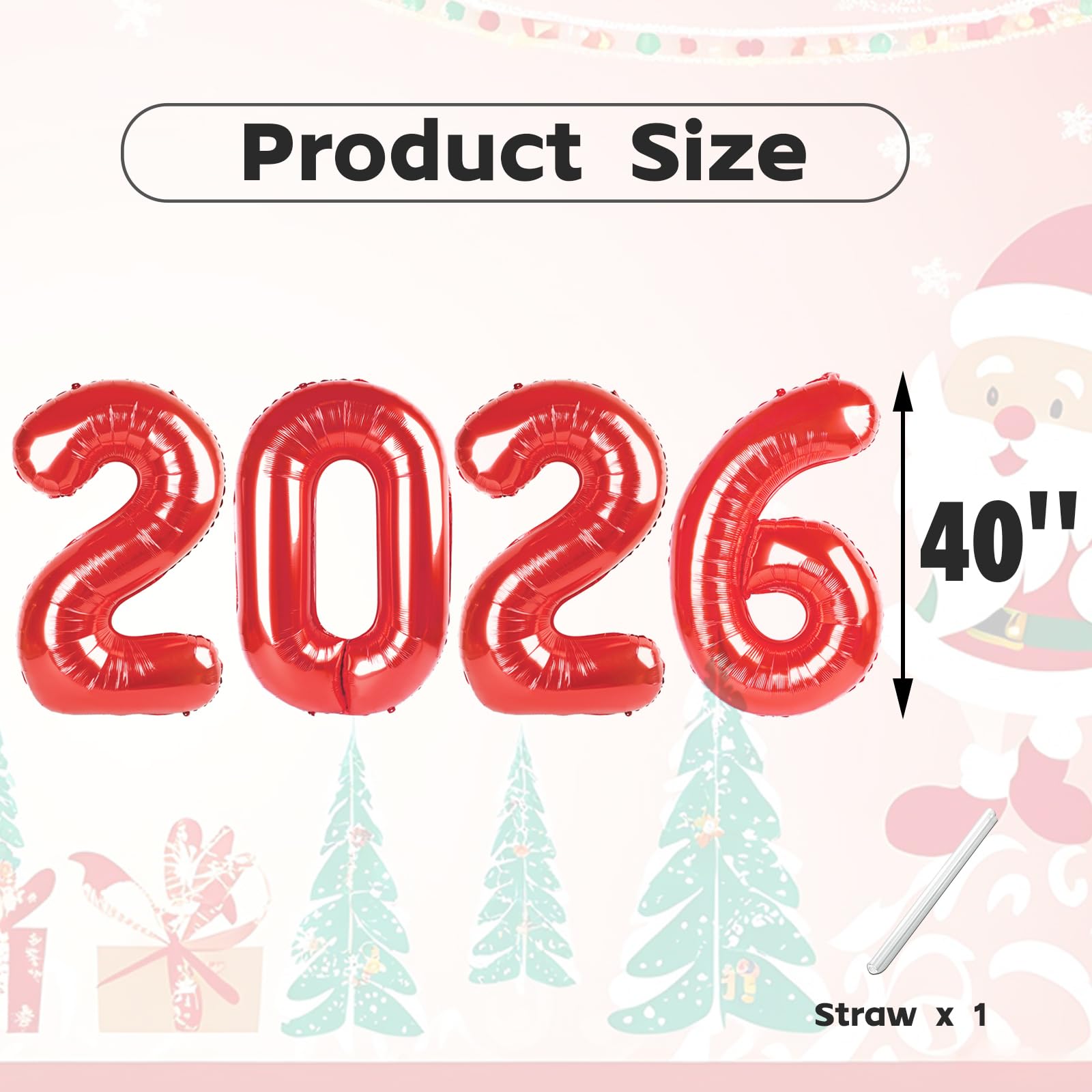 Mluchee 40 Inch 2026 Number Balloons - Red New Year & Graduation Decorations
