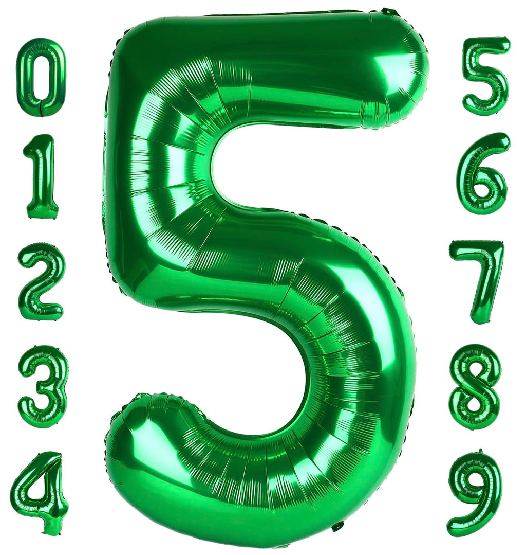 MLuchee 40-Inch Number Balloons — Dark Green, 5th Birthday & Wedding Party Decor