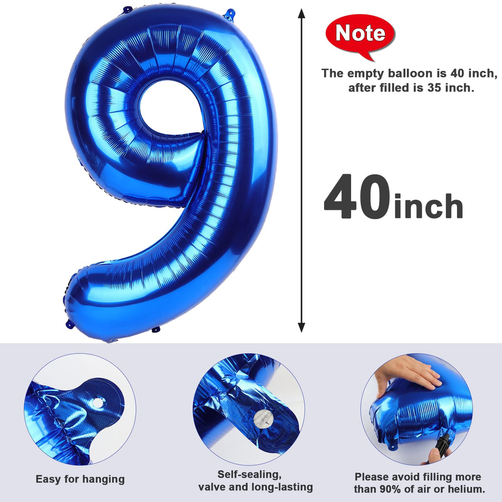 Mluchee 40-Inch Navy Blue Number Balloons – 9 Balloons for Birthday, Engagement & Wedding