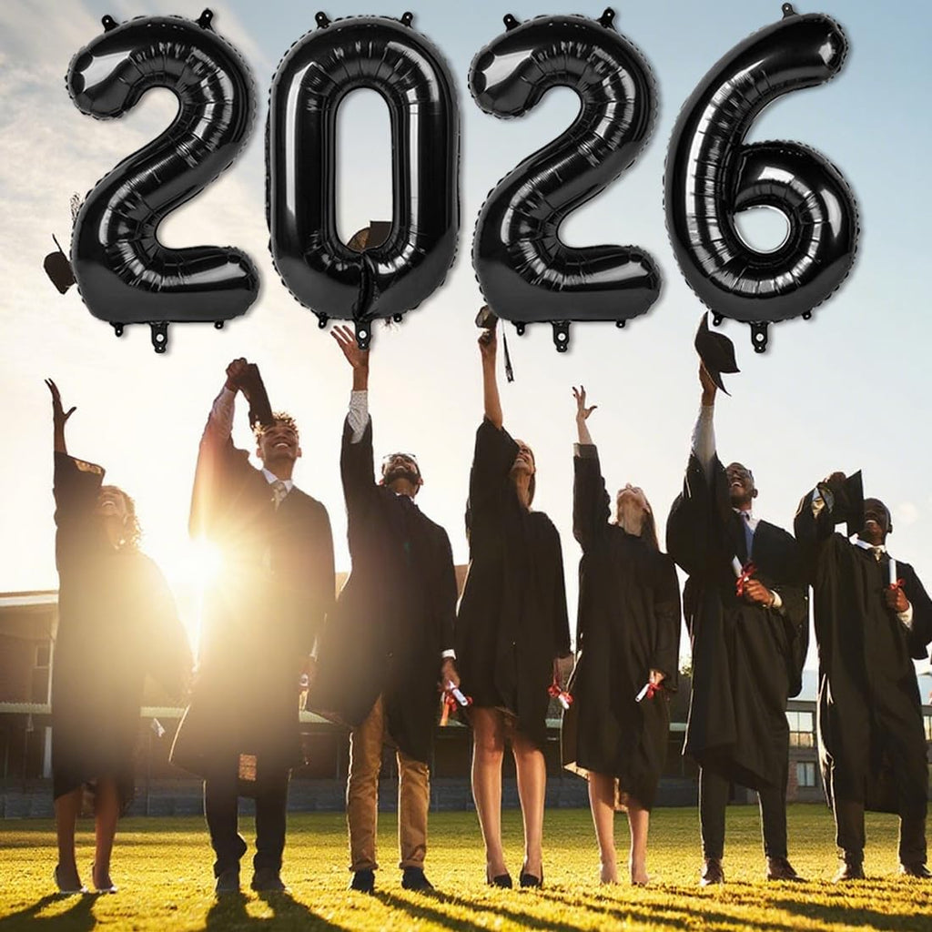 Mluchee 2026 Number Balloons – 40 Inch Black Foil Balloons for New Year, Graduation, and Party Decor