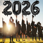 Mluchee 2026 Number Balloons – 40 Inch Black Foil Balloons for New Year, Graduation, and Party Decor
