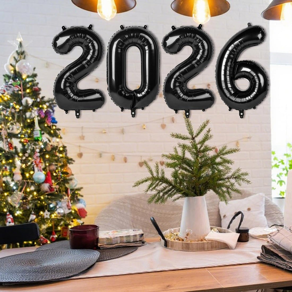 Mluchee 40 Inch Black 2026 Number Balloons – New Year, Graduation & 20-26 Birthday Decor