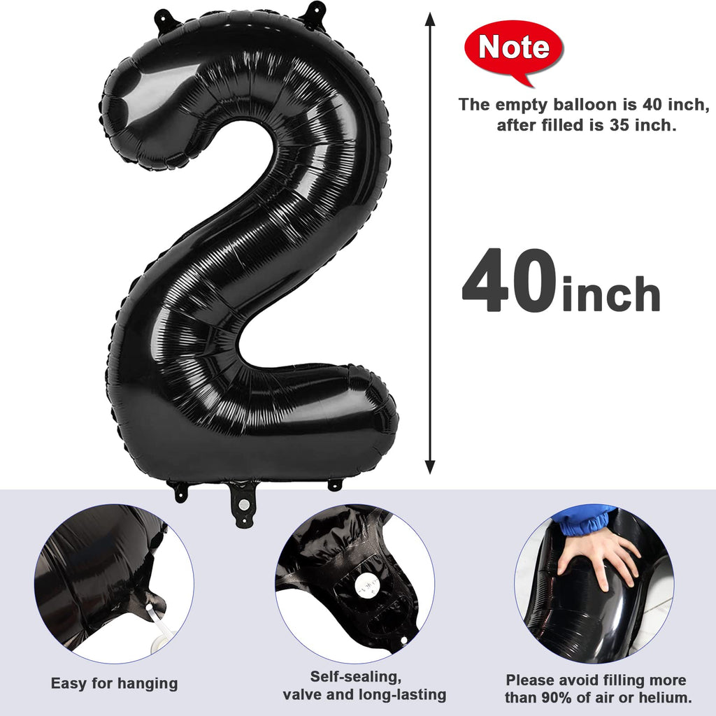 Mluchee 40-Inch Black Number Balloons — Dual-Digit Birthday Decor for Parties, Weddings & Graduations