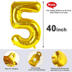 Mluchee 40-Inch Gold Number Balloons – 5, 15, 25, 35, 50 for Birthdays & Celebrations