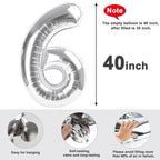 Mluchee Number 6 Balloon 40 Inch – Large 6th Birthday Balloons for Party Decor
