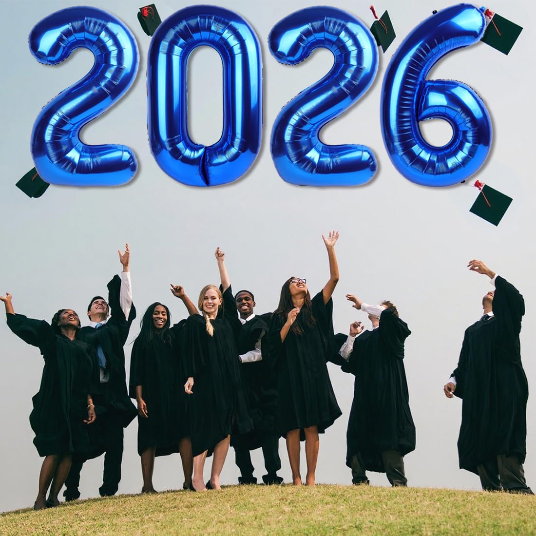 Mluchee 40 Inch 2026 Number Balloons - Dark Blue for New Year & Graduation