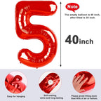 Mluchee 40-Inch Number Balloons – Big Red Numerals for 5th Birthday & Event Decor