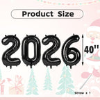 Mluchee 40 Inch Black 2026 Number Balloons – New Year, Graduation & 20-26 Birthday Decor
