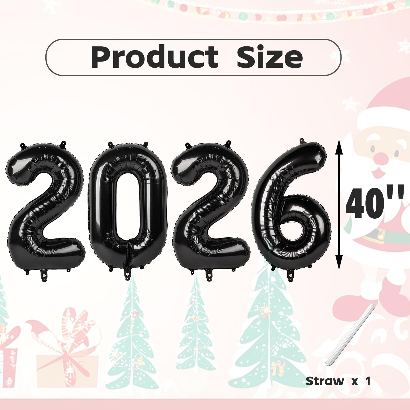 Mluchee 40 Inch Black 2026 Number Balloons – New Year, Graduation & 20-26 Birthday Decor