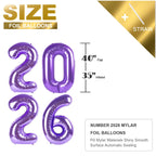 Purple 2026 Number Balloons - 40 Inch New Year's Eve & Party Decor | Mluchee