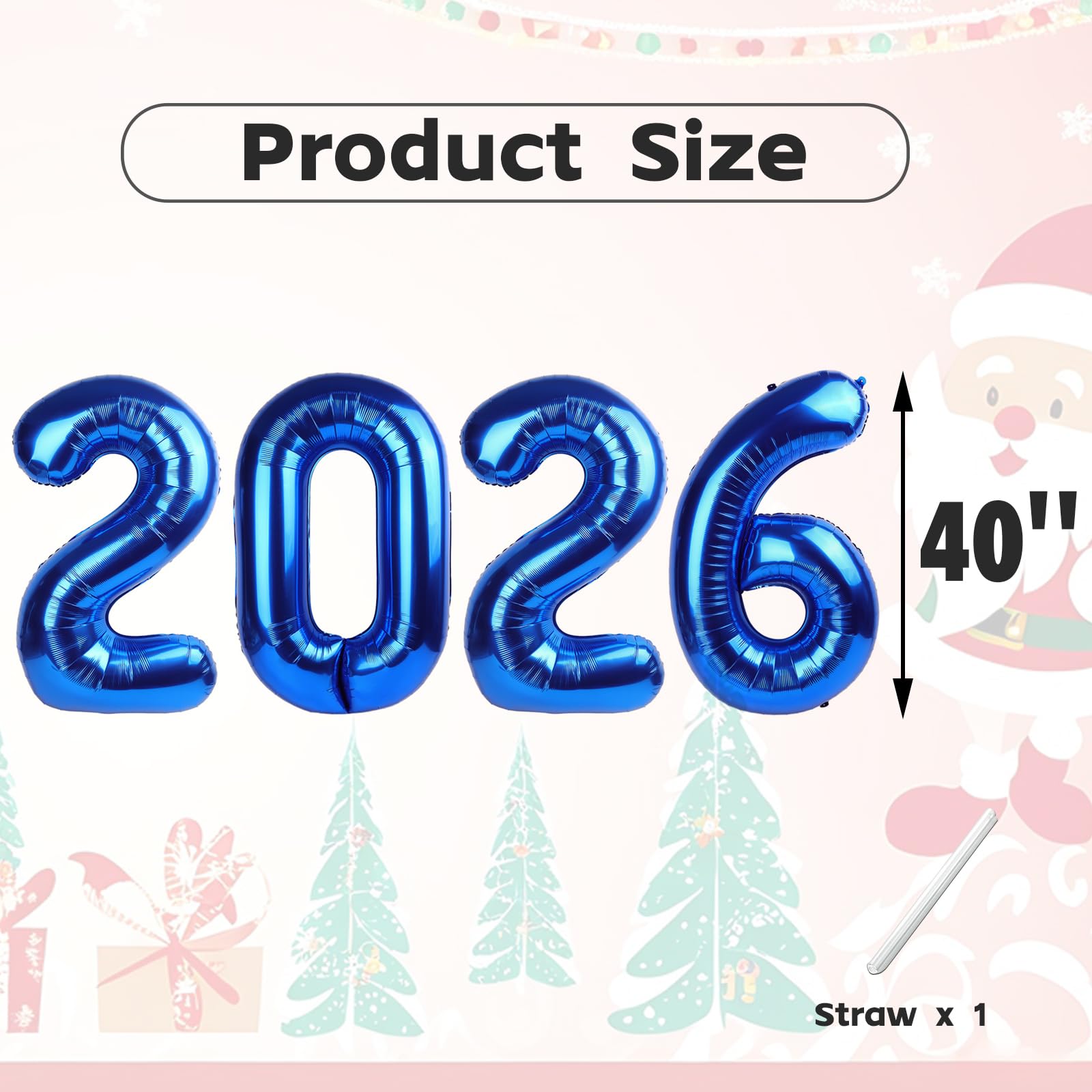 Mluchee 40 Inch 2026 Number Balloons - Dark Blue for New Year & Graduation