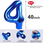 Mluchee Numbers Balloons 40-Inch Navy Blue for 4th Birthday Party