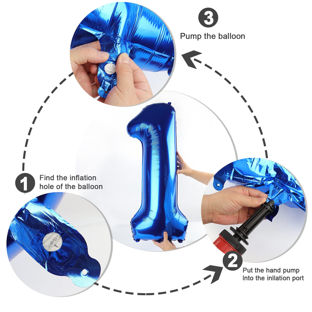 Mluchee Numbers Balloons 40-Inch Navy Blue for 4th Birthday Party