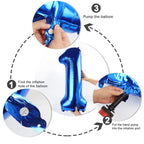 Mluchee Numbers Balloons 40-Inch Navy Blue for 4th Birthday Party