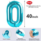 Mluchee Number 0 Balloons 40 Inch Light Blue – Large Numeral Balloons for Birthdays, Weddings & Events