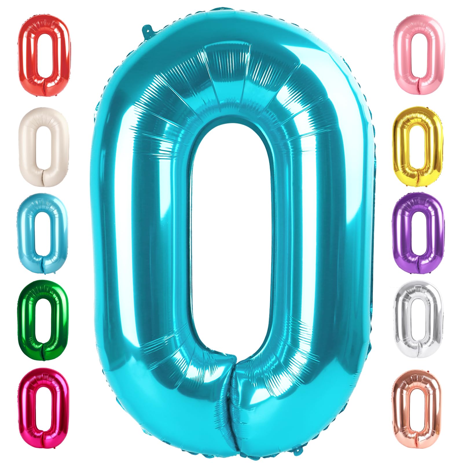 Mluchee Number 0 Balloons 40 Inch Light Blue – Large Numeral Balloons for Birthdays, Weddings & Events