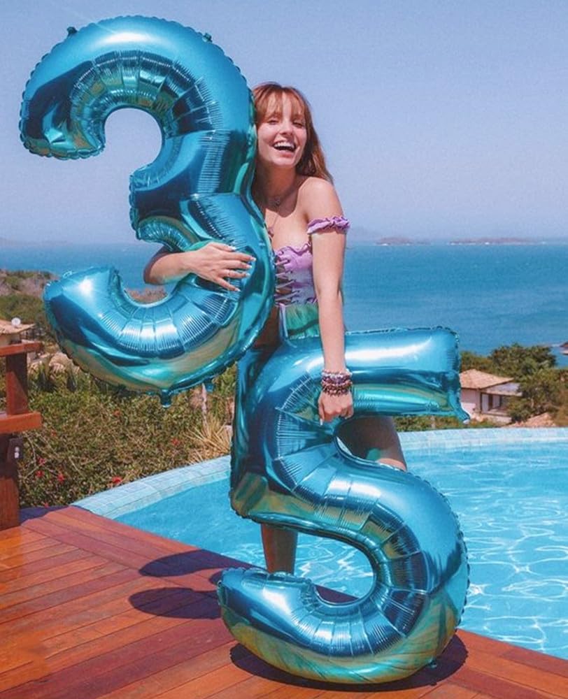 Mluchee Number 0 Balloons 40 Inch Light Blue – Large Numeral Balloons for Birthdays, Weddings & Events