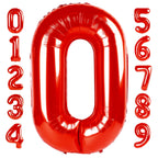 Mluchee 40-Inch Number 0 Balloons – Red Milestone Party Decor
