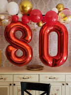 Mluchee 40-Inch Number 0 Balloons – Red Milestone Party Decor