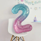 Mluchee Number 0 Balloons 40 Inch - Pink Purple Blue Multicolor Birthday & Event Balloon Kit