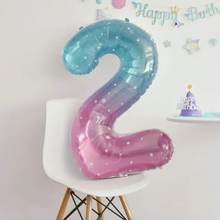 Mluchee Number 0 Balloons 40 Inch - Pink Purple Blue Multicolor Birthday & Event Balloon Kit