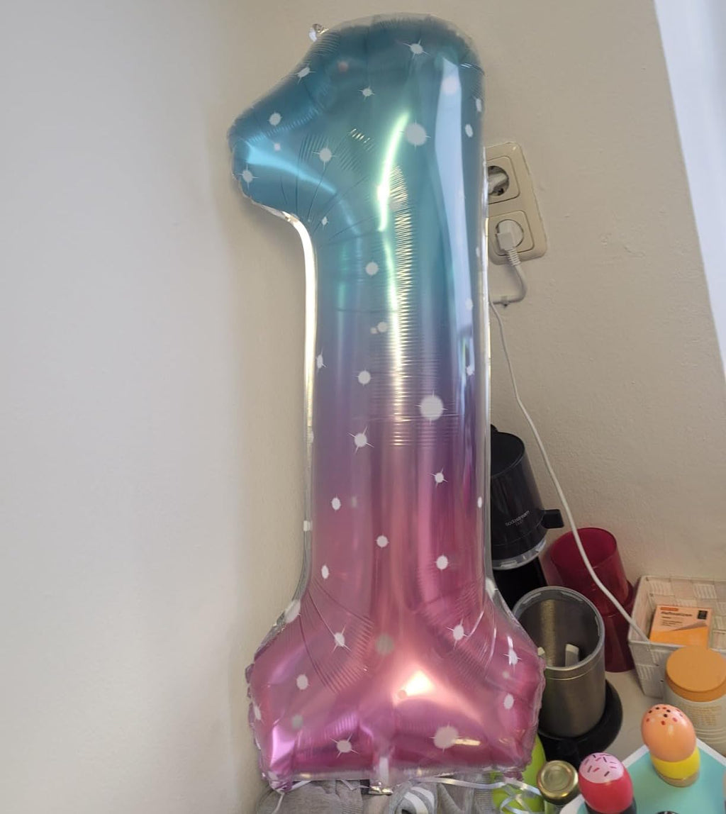Mluchee Number 0 Balloons 40 Inch - Pink Purple Blue Multicolor Birthday & Event Balloon Kit