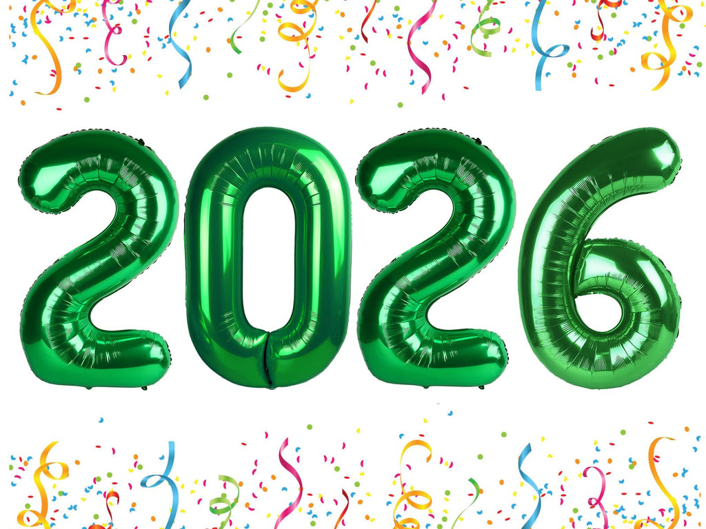 Mluchee 40-Inch 2026 Number Balloons - Dark Green New Year, Graduation & Birthday Decor