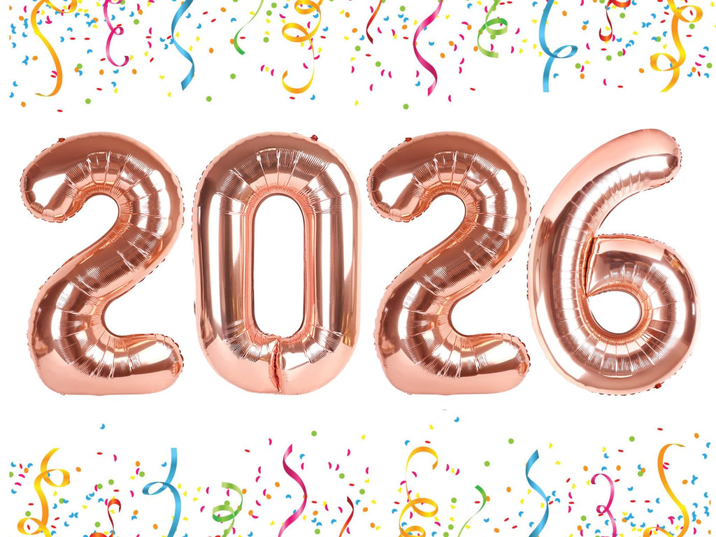 Mluchee Number 2026 Balloons - 40-Inch Rose Gold Decor for New Year, Graduation & Birthdays