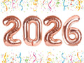 Mluchee Number 2026 Balloons - 40-Inch Rose Gold Decor for New Year, Graduation & Birthdays