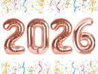 Mluchee Number 2026 Balloons - 40-Inch Rose Gold Decor for New Year, Graduation & Birthdays
